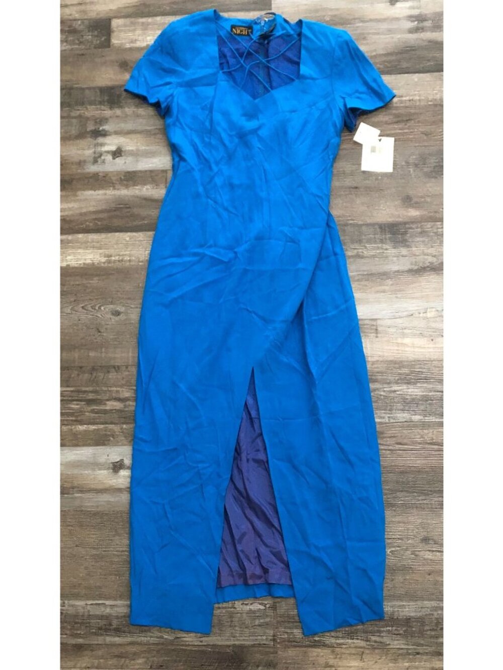 Vintage Liz Claiborne Night Size 12 Blue Long Silk Dress New with $149 Tags